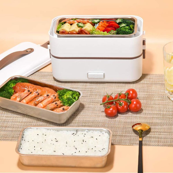 Elektrisk lunchlåda, uppvärmd Bento-låda för vuxna, 2 lager självuppvärmande lunchlåda, matvärmare