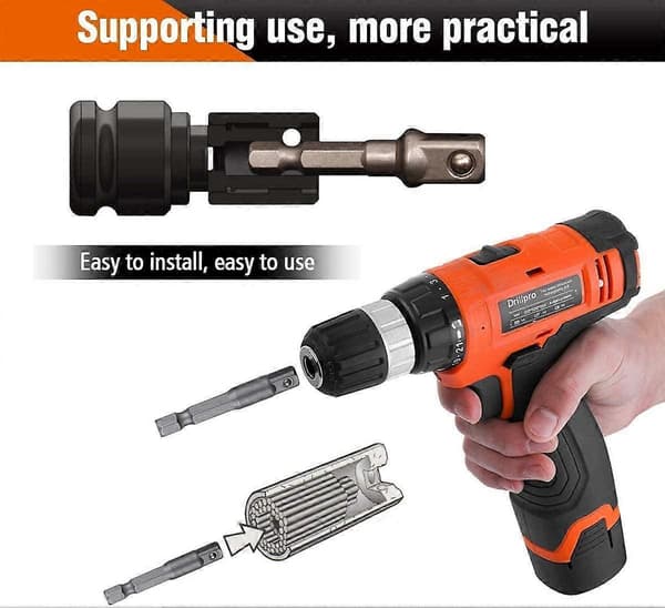 8 stk. adapter til toppe 1/4\" sekskant til 1/4\" 3/8\" 1/2\" adapter til toppe