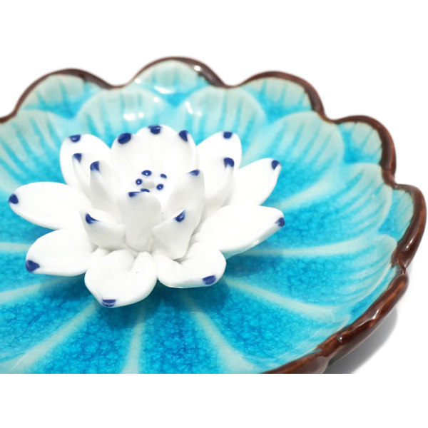 Røgelsesbrænderholder - Dekorativ porcelænsblomster røgelsesbrænder skål - Keramisk røgelseskegle askefangerbakke