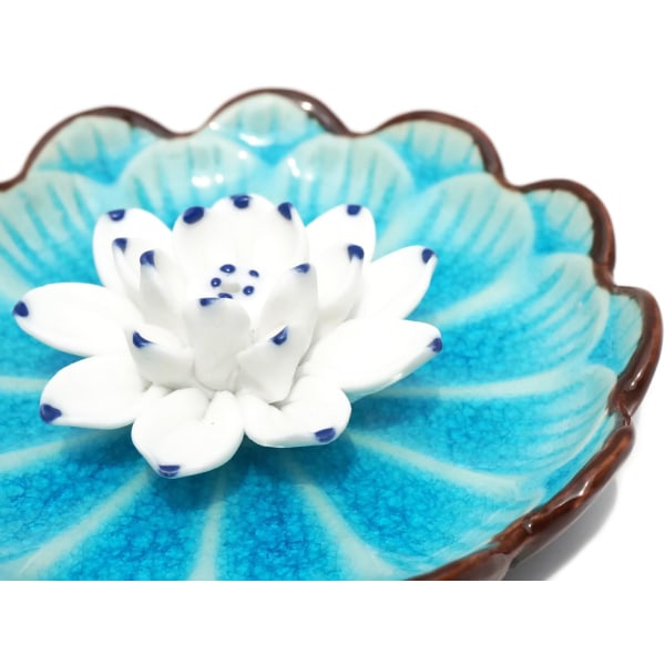 Rökelsestickshållare - Porslin Dekorativ blomma Rökelsebrännare skål - Keramisk rökelsestrutta Askfångare
