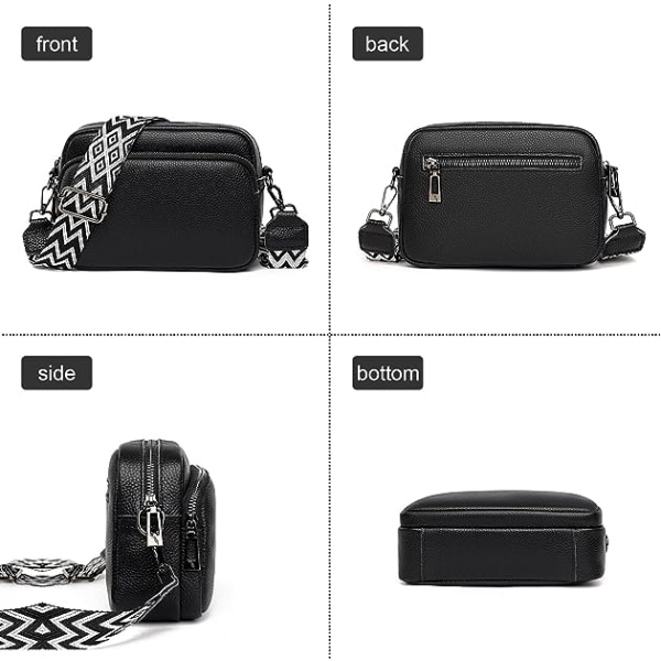 Crossbody-väskor för kvinnor - Läderhandväskor och axelväskor med justerbar bred rem Kamera Cross Body-väska för damer, flickor, resor dagligen