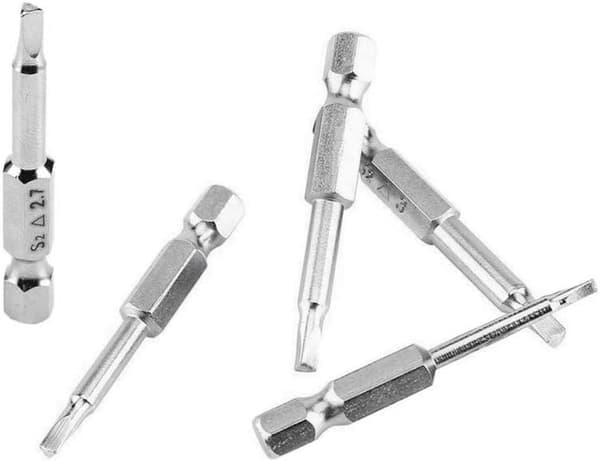 5PCS Triangular Head Magnetic Screwdriver Bits Set S2 Steel 1.8mm, 2mm, 2.3mm, 2.7mm, 3mm, 6.35mm Hex Shank, 50mm Length