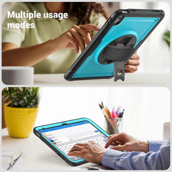 Fodral med Ställ för iPad (2025)/10.9 (2022) PC+TPE Tablettskydd med Handrem och Axelrem