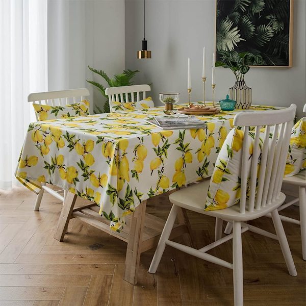 Spill Proof Citron Tablecloth Polyester Vår & Sommar Tablecloth för inomhus/utomhusbruk
