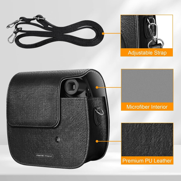 Case kompatibelt med Polaroid PIC-300 / Fujifilm Instax Mini 7s Instant Camera - Premium veganskt case med avtagbar axelrem