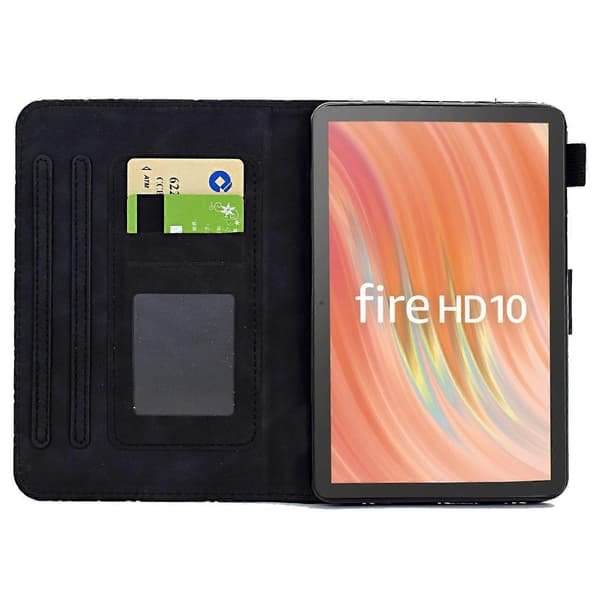 A9 Etui til Amazon Fire HD 10 (2023) med kortlommer, stativ og rombeformet læder tabletcover