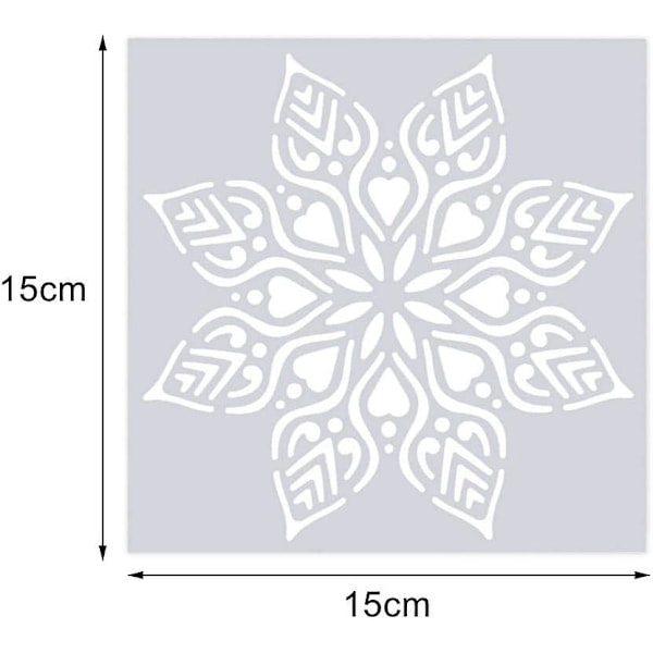 Gjenbrukbare sjablonger - Mandala sjablonger for DIY veggkunst og scrapbooking (16 stk)