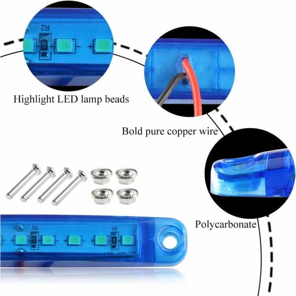10 stk. blått sidelys 12-24V 3,9'' 9LED COh LED markeringslys lastebil tilhenger lastebil baklys front og bak markering-Etench