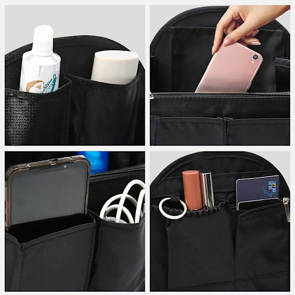 Ryggsekk Organizer Insert Polstret Henge Reise Ryggsekk Veske og Tote Insert Lomme, (Liten)