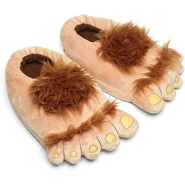 Furry Monster Adventure Tofflor, Bekväma Nyhet Varm Winter Big Hobbit Feet Tofflor