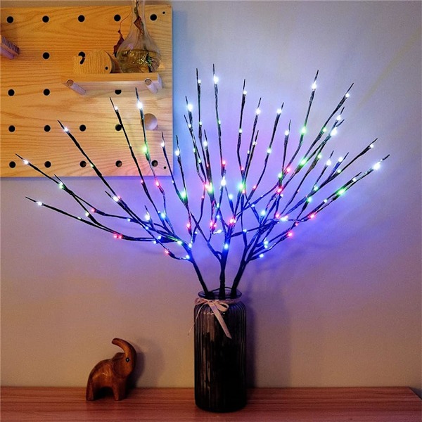 LED-trädgren blomsterarrangemang ljusslinga - varm färg/Färg/vit, Vas ingår ej color 2