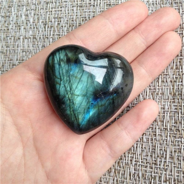 Moonstone Crystal Labradorite Palm Stone  Worry Stone Heart Shape for Jewllery Making Worry Stone Therapy Smooth