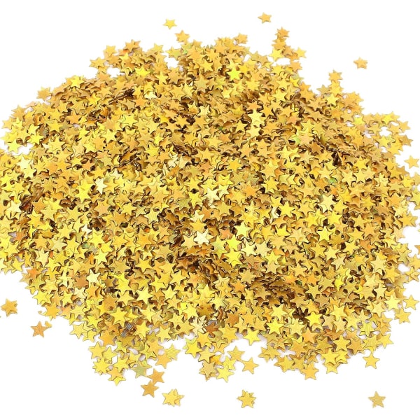 60g guldstjärna bordskonfetti, 6 mm gnistrande konfetti guldstjärna konfetti PVC glitter konfetti paljetter stjärnkonfetti dekoration