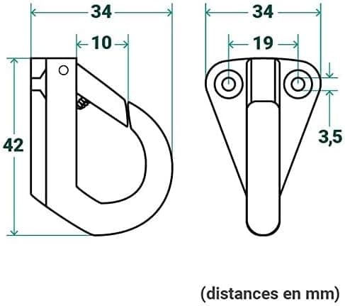 5x karabinkroker på rustfri stålplate - Karabinkroker - ∅ opptil 13 mm