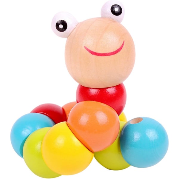 Set om 2: Träleksaker Baby Cute Hungry Caterpillar Puppet Toys, Färgglada och olika former, Lämplig för tidig utbildning