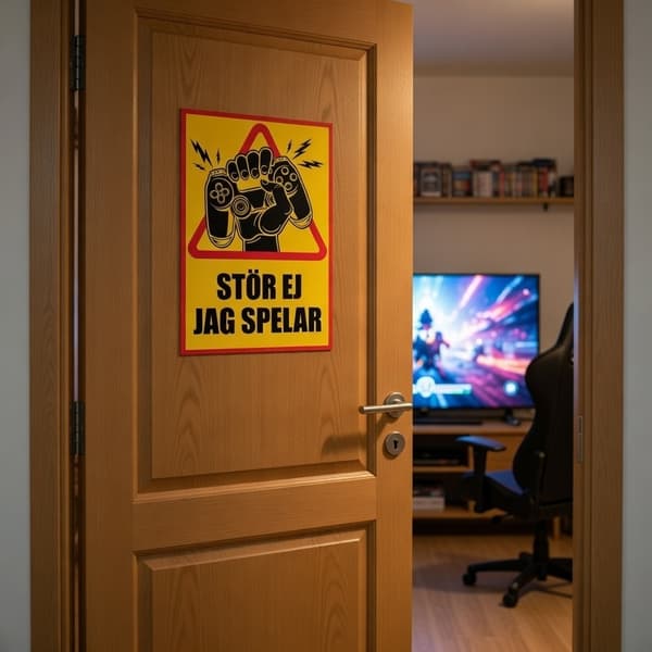 Pelaan, älä häiritse -kyltti / Varoituskyltti A3