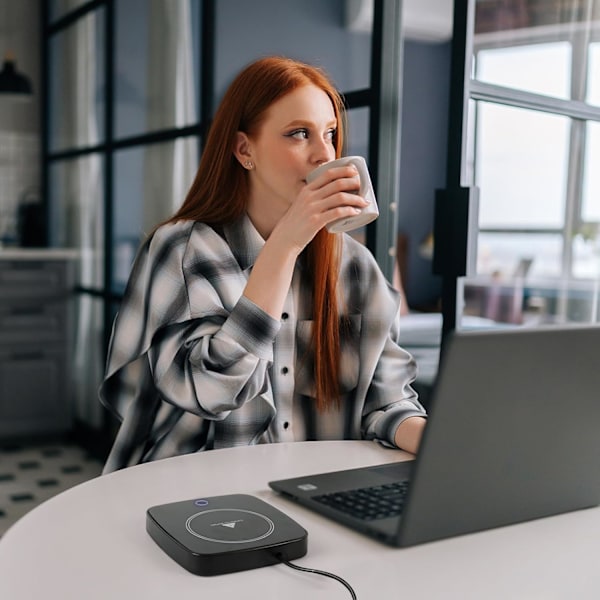 Kaffekopvarmer, Elektrisk Kopvarmer med 3 Temperaturindstillinger, Kaffekopvarmer, Drikkevarmer, Automatisk Afbrydelse til Kaffe Te, Sort