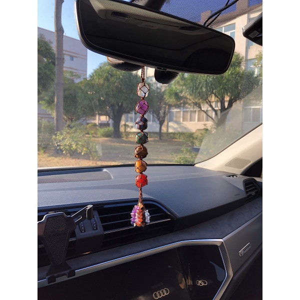 Håndlagde krystallvindusbilhengende ornamenter 7 Chakra hjemmedekorasjon Feng Shui-ornament