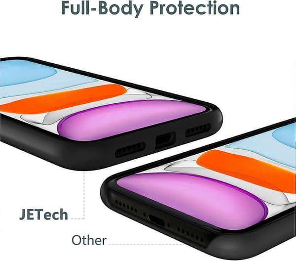 Silikonskal för iPhone 11 6,1 tum, Silkeslen Full-Body Skyddsfodral, Stötsäkert skal med Mikrofiberfoder (Svart)