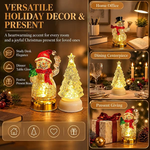 Bord-julepynt LED-julelys Julemand Juletræ Snemand Glitterlanterne 3 stk. Batteridrevne iskrystal LED-julelys