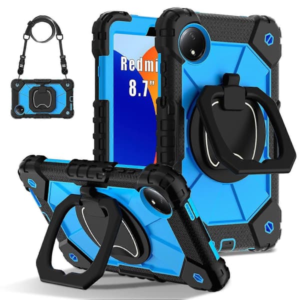 Til Xiaomi Redmi Pad SE 4G 8.7 tommer Etui Silikone+PC Støtteben Tablet Cover - Sort/Blå