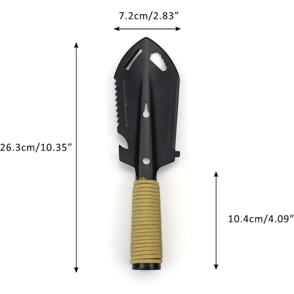 Mini metallträdgårdsspade, rostfritt stål trädgårdsverktyg för spade, multiverktyg för campingprylar, lämplig för campingresor (svart)