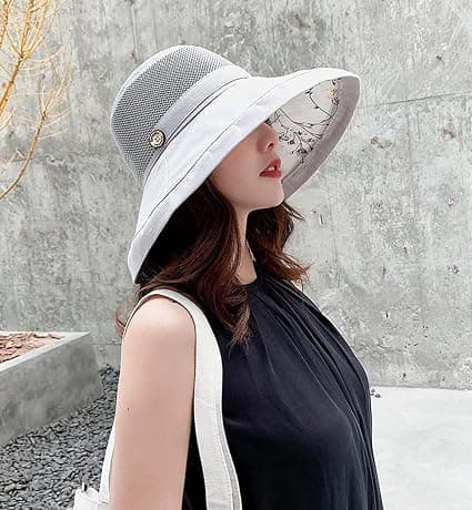 Dam solhatt i mesh, sommar UV-skydd, bred brätte, strandfiskekeps