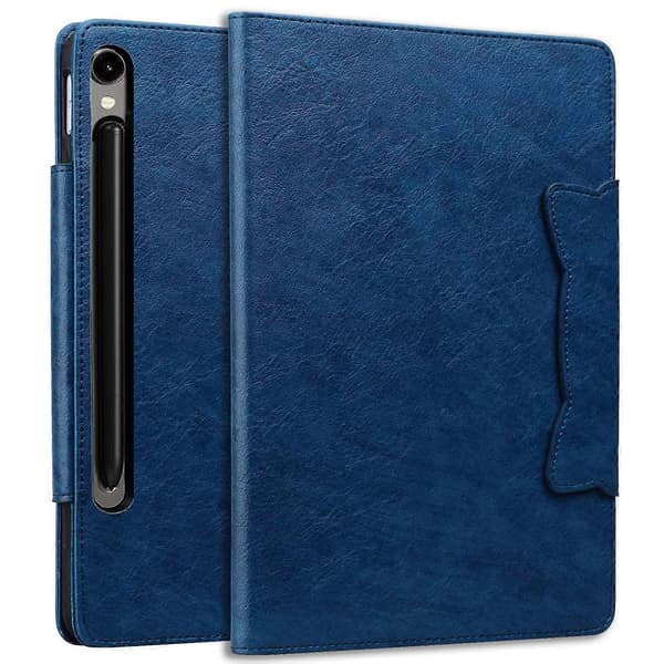 Fodral för Samsung Galaxy Tab S10 FE+ Kattspänne Stängning Läder Skyddande Ställ - Blå