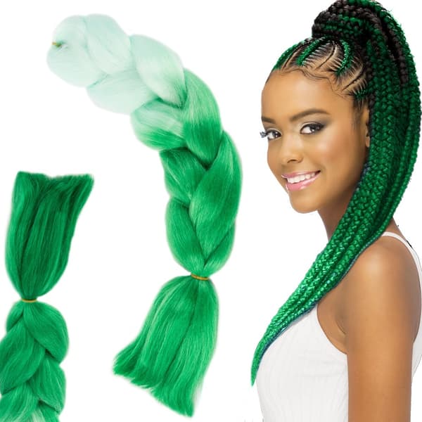 Jumbo Ombre Flette / Hårforlengelse Hårflette - 60 cm green