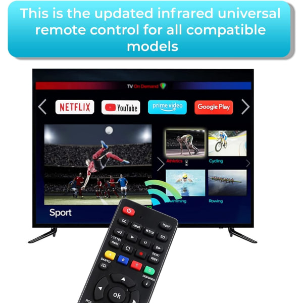 Universal fjernkontroll for alle Samsung LG Sony Panasonic Smart TV HAIER Philips TCL Netflix 3D etc(Gratis batteri)