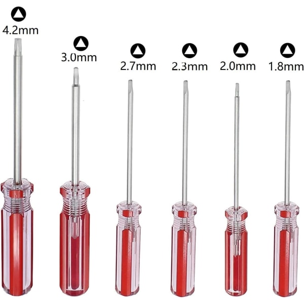 6 stk. Trekantede skruetrækkersæt, magnetiske trekantede skruetrækkerbits 1,8 mm 2,0 mm 2,3 mm 2,7 mm 3,0 mm 4,2 mm Legetøj