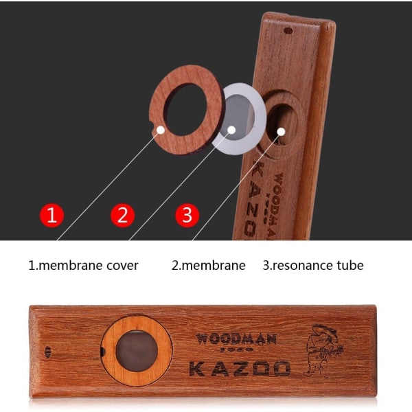 Vintage trä Kazoo Ukulele Guitar Partner Lätt att lära Musikinstrument Kazoo kazoo trä kazoos för vuxna