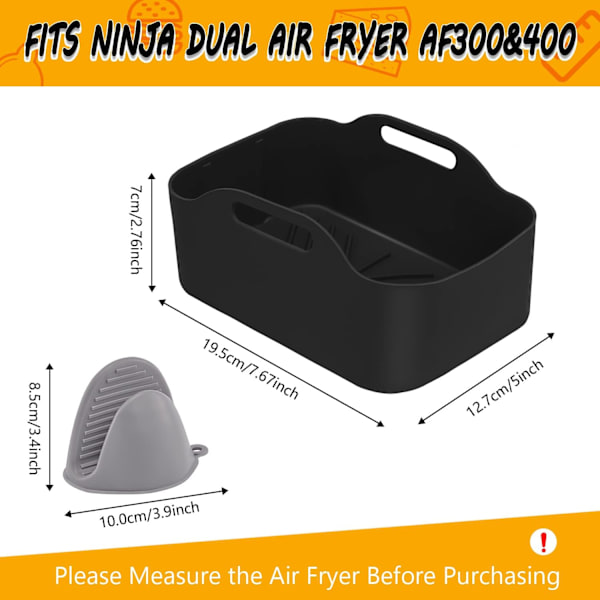 2-pack silikonformar för dubbel airfryer, silikonformar för airfryer, dubbla airfryer-korgar i silikon, airfryer-ställ