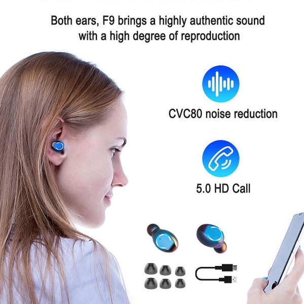 Trådlösa öronsnäckor Bluetooth 5.0 Hörlurar Premium Ljudprestanda Touch Control LED-display