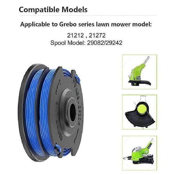 2 stk. spoler, kompatible med Greenworks plæneklipper nylon reb line trådspoler, 29082 / 29242