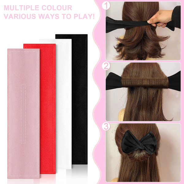 Bollemaskine, deft Bun, Stilful Damehårmager, Multifarvet Klud Velcro Clip & Twist Tool 4 stk.