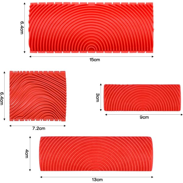 4 st träådringverktyg, träeffektådring för dekoration - Röd, gummiträådringverktyg träeffektådring för dekoration