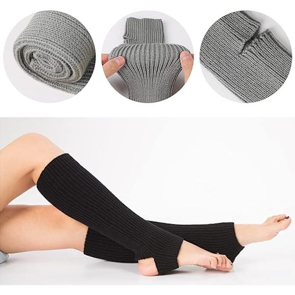 2 par stickade yogasockor benvärmare damer vinter varma stickade virkade benvärmare kängor manschetter känga topp strumpor