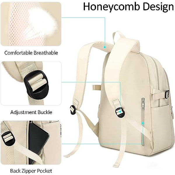 Casual Skolryggsäck för Flickor, Student Ryggsäck, College Ryggsäck, Dagryggsäck för Kvinnor, Tonåringar, Ryggsäck, 15,6\" Laptop, Skolresa, Camping, Vattentät Polyester