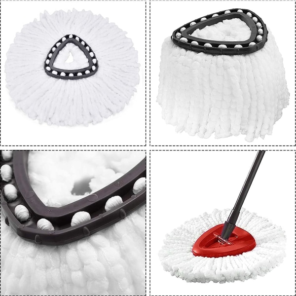 Mophuvuden kompatibla med vileda 2-i-1 Turbo-mopp, ersättningshuvud, mikrofiber (vit, 3-pack)