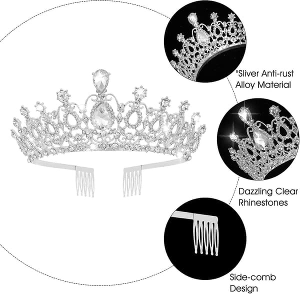 Kroneprinsesse - Krystall Rhinestone Krone Brude Bryllup Hodebånd