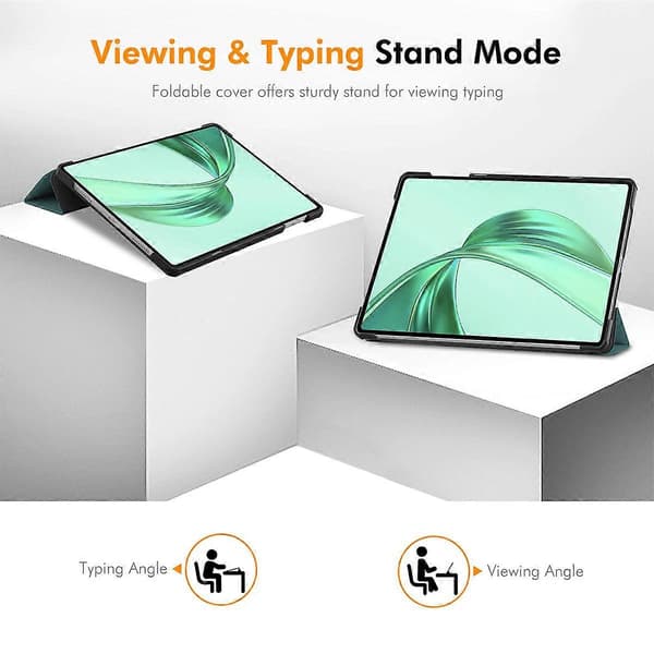 För Honor Pad X8a Trefaldigt Ställ Skydd PU Läder+PC Tablet Fodral - Grå