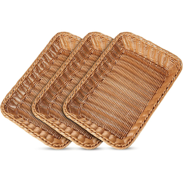 3-pack Plastflätade Korgar, 35x25cm Flätad Förvaringskorg, Flätade Presentkorgar, Picknickkorgar, Förvaringskorgar Gris 31*21*12CM