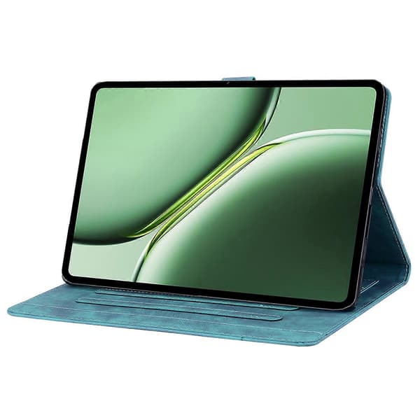 Til OnePlus Pad Pro/Pad 2 Etui Kort Slots Læder Tablet Stativ Folio Cover Blomst Kat - Grøn