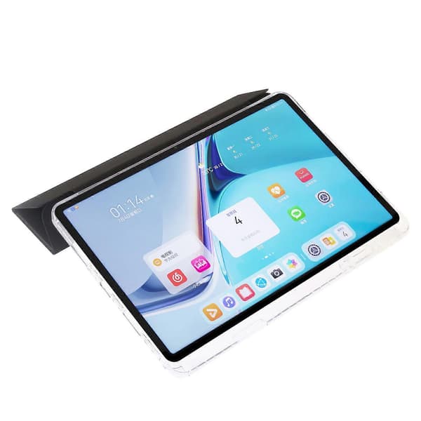 Fodral för Huawei MatePad SE 11 Tri-Fold Ställ Läder+TPU+Akryl Klar Baksida Tablet Skydd