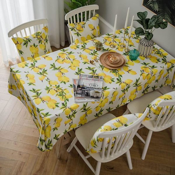 Spill Proof Citron Tablecloth Polyester Vår & Sommar Tablecloth för inomhus/utomhusbruk