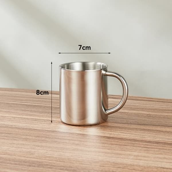 2x Dubbelväggig Isolerad Termosmugg i Rostfritt Stål - 300ml - Okrossbar Campingkopp för Kaffe (300ml) Blanco