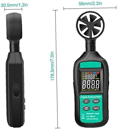 Vindhastighetsmätare, digital anemometer, hög precision anemometer, GN-301 digital digital vindhastighetsmätare svart