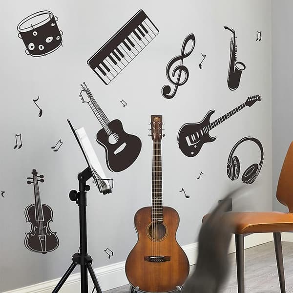 Set med musikinstrument noter Väggdekaler Väggdekor