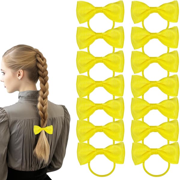 20 gula håraccessoarer - elastiska hårband och flätor - för barn och kvinnor Yellow